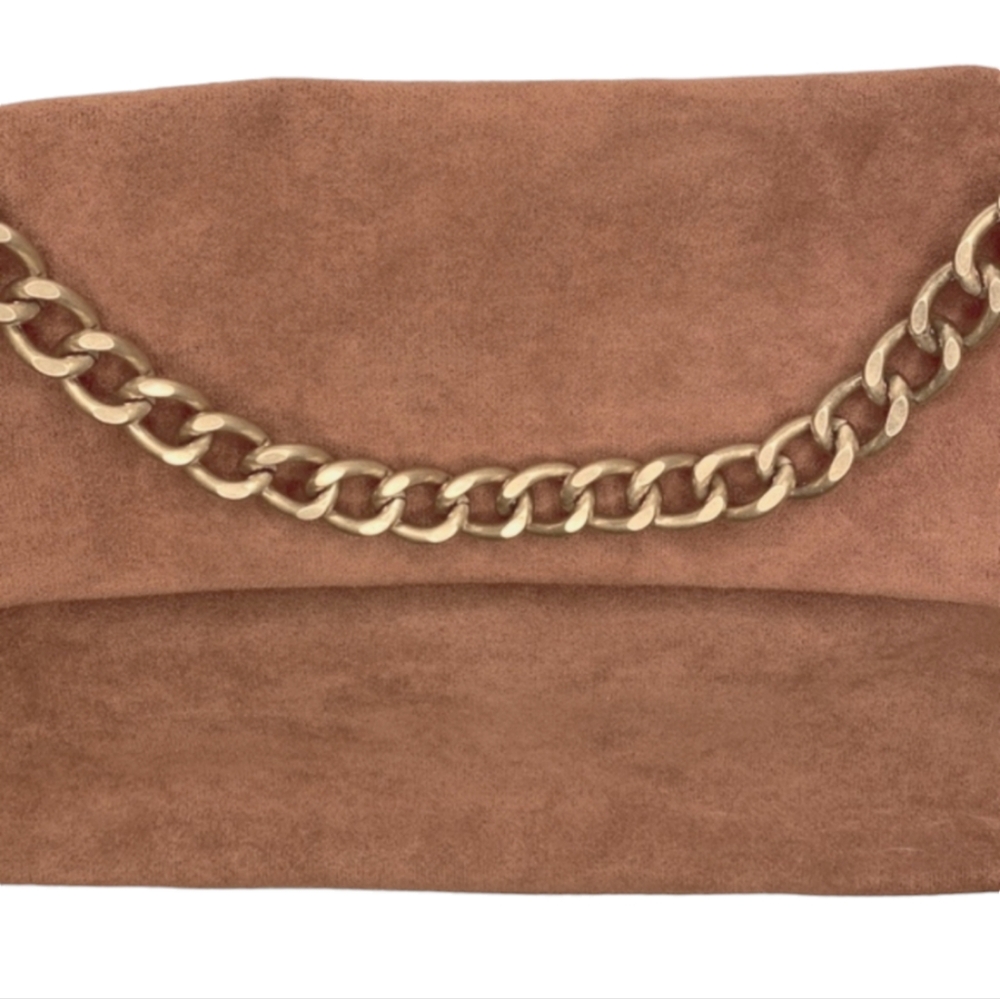 NWT | Express Suede Handbag | Clutch with Golden | Bronze Accents - Picture 8 of 12